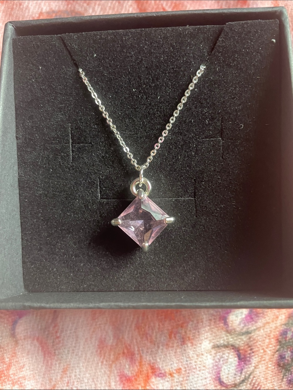 COACH Square Crystal Pendant Necklace